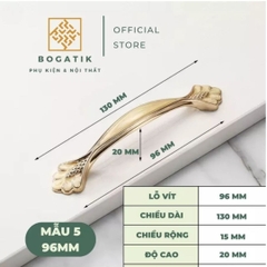 Tay nắm cửa tủ ngăn kéo tay nắm tủ bếp đuôi hoa văn chất liệu hợp kim tinh tế & tối giản