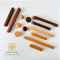Tay nắm cửa tủ ngăn kéo tay nắm tủ bếp BOGATIK gỗ BEECH, gỗ WALNUT màu nâu phong cách tối giản