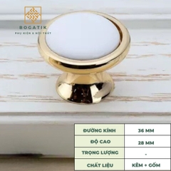 Tay nắm tủ bếp, tủ quần áo, chất liệu kết hợp gốm và hợp kim kẽm, phong cách tân cổ điển cao cấp