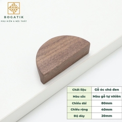 Tay nắm tủ hình bán nguyệt chất liệu gỗ óc chó và gỗ beech