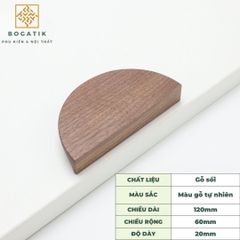 Tay nắm tủ hình bán nguyệt chất liệu gỗ óc chó và gỗ beech