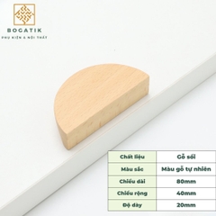 Tay nắm tủ hình bán nguyệt chất liệu gỗ óc chó và gỗ beech