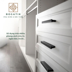 Tay nắm cửa tủ tay nắm tủ bếp dạng thanh chữ I chất liệu hợp kim nhôm màu đen mạ carbon hiện đại