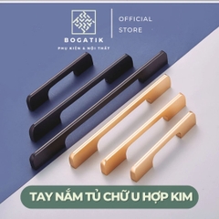 Tay nắm cửa tủ ngăn kéo tay nắm tủ bếp hình chữ U hợp kim nhôm màu vàng hồng, đen hiện đại mã TN05