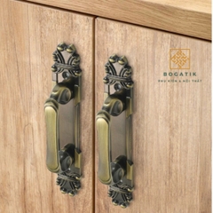 Tay nắm cửa tủ ngăn kéo tay nắm cửa phong cách cổ điển chất liệu hợp kim màu đồng sang trọng