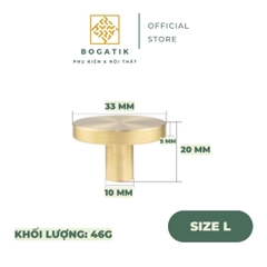 Tay nắm cửa tủ ngăn kéo, núm tay nắm tủ bếp hình tròn màu vàng chất liệu đồng thau DT815