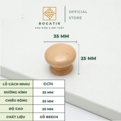 Tay nắm cửa tủ ngăn kéo tay nắm tủ bếp BOGATIK gỗ BEECH, gỗ WALNUT màu nâu phong cách tối giản