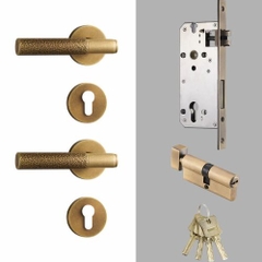 Tay nắm cửa gỗ, khóa cửa phân thể đồng thau cao cấp DR003