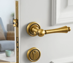 Khóa cửa phân thể đồng thau màu đồng cổ, chất liệu đồng thau kiểu dáng phễu ngược