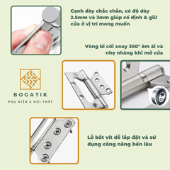 Bản lề âm dương bản lề lá cho cánh cửa sắt cửa nhôm INOX chất lượng cao & tặng kèm ốc vít
