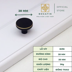 Tay nắm cửa tủ ngăn kéo, núm tay nắm tủ TRÒN chất liệu ĐỒNG THAU màu ĐEN + VÀNG chất lượng cao
