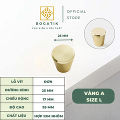 Tay nắm cửa tủ ngăn kéo, núm tay nắm tủ bếp hợp kim nhôm màu đen, vàng kim hình nón