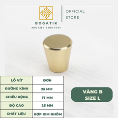 Tay nắm cửa tủ ngăn kéo, núm tay nắm tủ bếp hợp kim nhôm màu đen, vàng kim hình nón