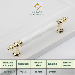Tay nắm tủ bếp, tủ quần áo, chất liệu kết hợp gốm và hợp kim kẽm, phong cách tân cổ điển cao cấp