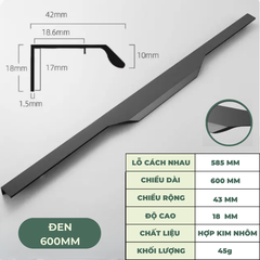 Tay nắm cửa tủ ngăn kéo tay nắm âm tủ tay cầm góc cạnh chất liệu hợp kim cao cấp AT03