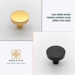 Núm tay cửa tủ ngăn kéo núm tay nắm nội thất BOGATIK hợp kim tròn hai màu ĐEN & VÀNG hồng hiện đại