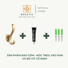 Móc treo tường móc treo quần áo gắn tường BOGATIK chất liệu nhôm bền chắc tặng kèm keo dán và vít bắn