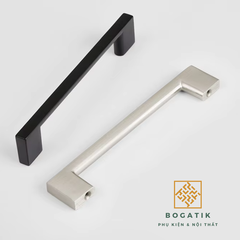Tay nắm cửa tủ ngăn kéo tay nắm tủ bếp BOGATIK hình chữ U cạnh VUÔNG hợp kim ĐEN - BẠC tối giản
