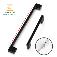 Tay nắm cửa tủ ngăn kéo tay nắm tủ bếp BOGATIK hình chữ U cạnh VUÔNG hợp kim ĐEN - BẠC tối giản