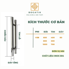 Tay nắm cửa tay nắm cửa KÍNH CƯỜNG LỰC INOX 304 chất lượng CAO CẤP loại siêu dày, nặng