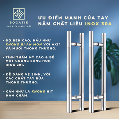 Tay nắm cửa tay nắm cửa KÍNH CƯỜNG LỰC INOX 304 chất lượng CAO CẤP loại siêu dày, nặng