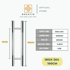 Tay nắm cửa tay nắm cửa KÍNH CƯỜNG LỰC INOX 304 chất lượng CAO CẤP loại siêu dày, nặng