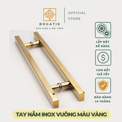 Tay nắm cửa tay nắm cửa kính cường lực VUÔNG chất liệu INOX 201 màu VÀNG