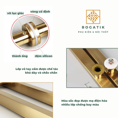 Tay nắm cửa tay nắm cửa kính cường lực VUÔNG chất liệu INOX 201 màu VÀNG