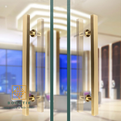 Tay nắm cửa tay nắm cửa kính cường lực VUÔNG chất liệu INOX 201 màu VÀNG