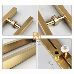 Tay nắm cửa tay nắm cửa kính cường lực VUÔNG chất liệu INOX 201 màu VÀNG