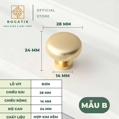 Combo núm tay nắm cửa tủ ngăn kéo núm TRÒN nội thất BOGATIK hợp kim KẼM đa màu hiện đại