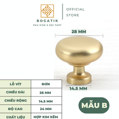 Combo núm tay nắm cửa tủ ngăn kéo núm TRÒN nội thất BOGATIK hợp kim KẼM đa màu hiện đại