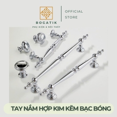 Tay nắm cửa tủ ngăn kéo tay nắm tủ bếp màu BẠC bóng chất liệu hợp kim KẼM sang trọng & cao cấp