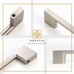 Tay nắm cửa tủ ngăn kéo tay nắm tủ bếp BOGATIK hình chữ U cạnh VUÔNG hợp kim ĐEN - BẠC tối giản