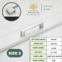Tay nắm cửa tủ ngăn kéo tay nắm tủ bếp BOGATIK hình chữ U cạnh VUÔNG hợp kim ĐEN - BẠC tối giản
