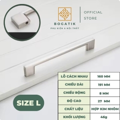 Tay nắm cửa tủ ngăn kéo tay nắm tủ bếp BOGATIK hình chữ U cạnh VUÔNG hợp kim ĐEN - BẠC tối giản