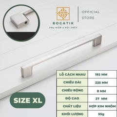 Tay nắm cửa tủ ngăn kéo tay nắm tủ bếp BOGATIK hình chữ U cạnh VUÔNG hợp kim ĐEN - BẠC tối giản