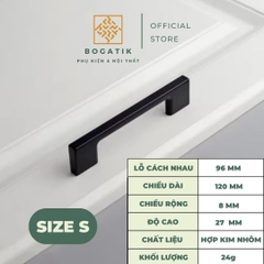 Tay nắm cửa tủ ngăn kéo tay nắm tủ bếp BOGATIK hình chữ U cạnh VUÔNG hợp kim ĐEN - BẠC tối giản