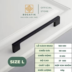 Tay nắm cửa tủ ngăn kéo tay nắm tủ bếp BOGATIK hình chữ U cạnh VUÔNG hợp kim ĐEN - BẠC tối giản