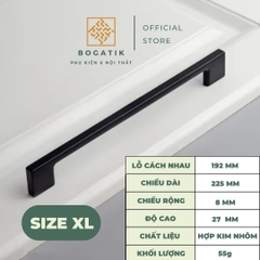 Tay nắm cửa tủ ngăn kéo tay nắm tủ bếp BOGATIK hình chữ U cạnh VUÔNG hợp kim ĐEN - BẠC tối giản