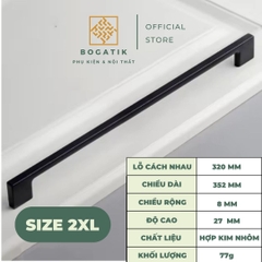 Tay nắm cửa tủ ngăn kéo tay nắm tủ bếp BOGATIK hình chữ U cạnh VUÔNG hợp kim ĐEN - BẠC tối giản