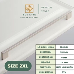 Tay nắm cửa tủ ngăn kéo tay nắm tủ bếp BOGATIK hình chữ U cạnh VUÔNG hợp kim ĐEN - BẠC tối giản