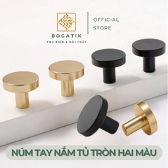 Núm tay cửa tủ ngăn kéo núm tay nắm nội thất BOGATIK hợp kim tròn hai màu ĐEN & VÀNG hồng hiện đại