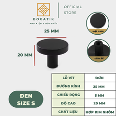 Núm tay cửa tủ ngăn kéo núm tay nắm nội thất BOGATIK hợp kim tròn hai màu ĐEN & VÀNG hồng hiện đại