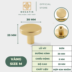 Núm tay cửa tủ ngăn kéo núm tay nắm nội thất BOGATIK hợp kim tròn hai màu ĐEN & VÀNG hồng hiện đại