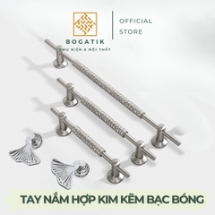 Tay nắm cửa tủ ngăn kéo tay nắm tủ bếp màu BẠC bóng chất liệu hợp kim KẼM sang trọng & cao cấp