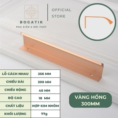 Tay nắm âm tủ tay nắm cửa tủ bếp chữ L chất liệu hợp kim nhôm hai màu đen, vàng hồng hiện đại AT02