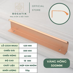 Tay nắm âm tủ tay nắm cửa tủ bếp chữ L chất liệu hợp kim nhôm hai màu đen, vàng hồng hiện đại AT02