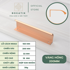 Tay nắm âm tủ tay nắm cửa tủ bếp chữ L chất liệu hợp kim nhôm hai màu đen, vàng hồng hiện đại AT02