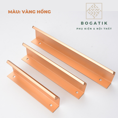 Tay nắm âm tủ tay nắm cửa tủ bếp chữ L chất liệu hợp kim nhôm hai màu đen, vàng hồng hiện đại AT02